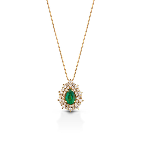 Collana Emerald Drop Con Pavè Di Diamanti