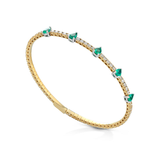 Diamonds bangle con gocce di smeraldi
