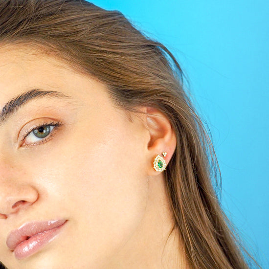 Orecchini Emerald Drop Con Pavè Di Diamanti
