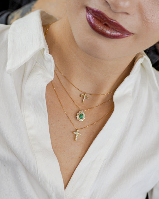 Collana Emerald Drop Con Pavè Di Diamanti