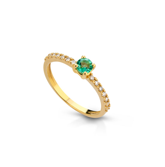 Diamond Ring Con Smeraldo