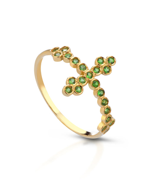 Anello Emerald Gothic Cross